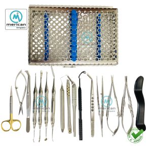Micro oral surgery kit for periodontal procedures, featuring precision dental surgical instruments for gum surgery and microsuturing.
